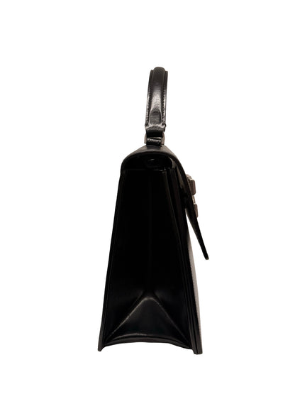 Off-White Black Leather ‘Cut Here’ Top Handle Crossbody Bag.