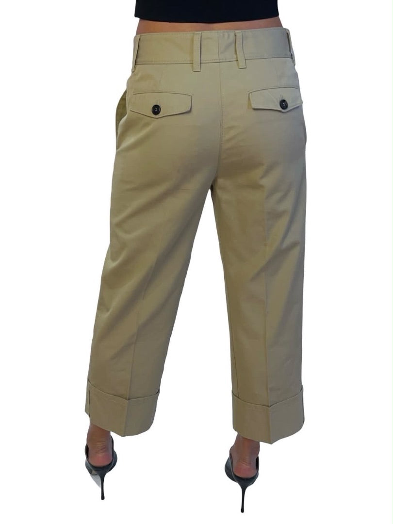 Prada Biege Cuffed Cotton Suit Pants. Size: 38S