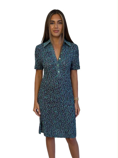 Scanlan Theodore Blue / Green / Black Metallic Knit Dress. Size: S