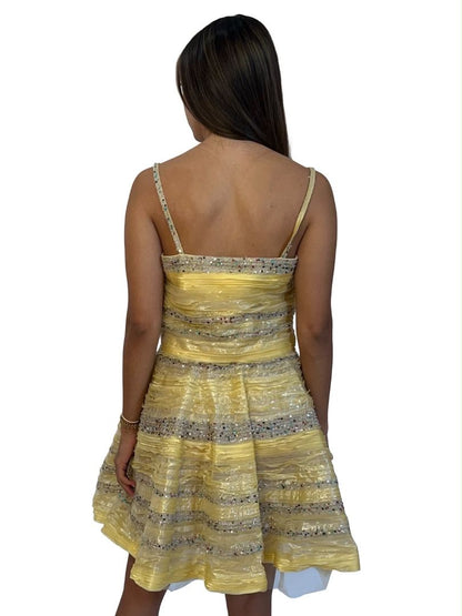 Fendi Yellow Karl Lagerfeld 2008 Vintage Runway Three Piece Mini Dress Set. Size: 42