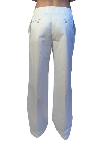 Toteme White 'Relaxed Twill Cotton Trouser'. Size: 38