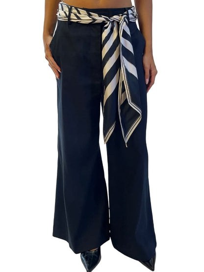 Zimmermann Navy 'Rhythmic Scarf Tie' Linen Pant. Size: 1