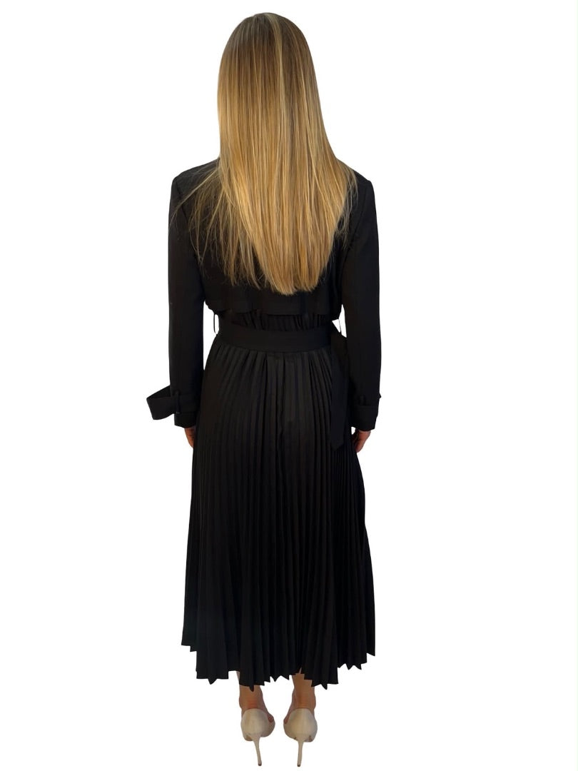 Husk Black Pleated Trench Coat. Size: XS