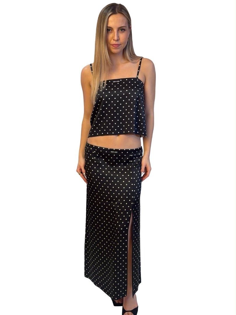 Miu Miu Black Polka Dot Cami / Skirt Set. Size: 38-40