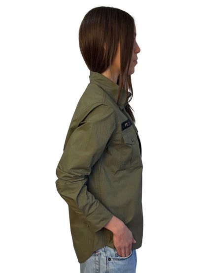 Zadig & Voltaire Khaki Cotton Pocketed Shirt. Size: L