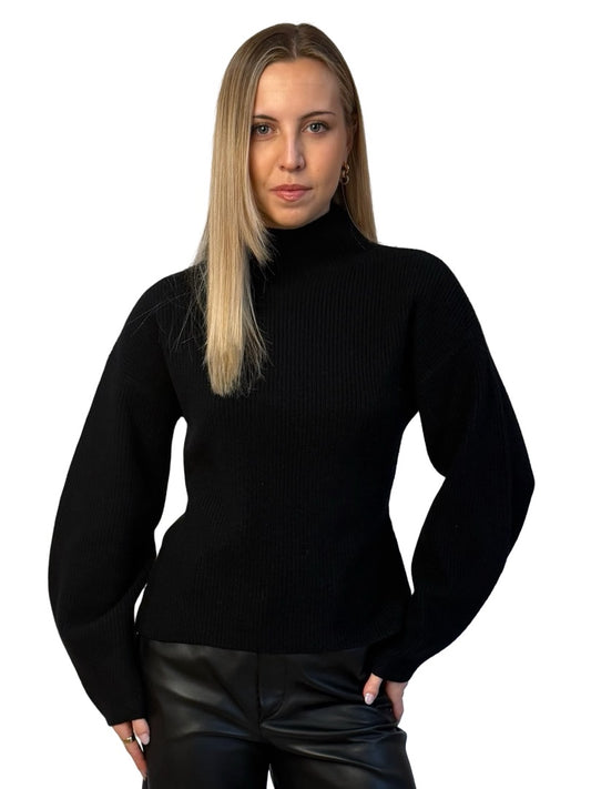 A.L.C. Black Wool / Cashmere Backless Turtleneck Sweater. Size: M