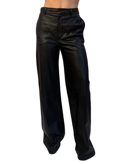 Scanlan Theodore Black Wide Leg Leather Pant. Size: 8