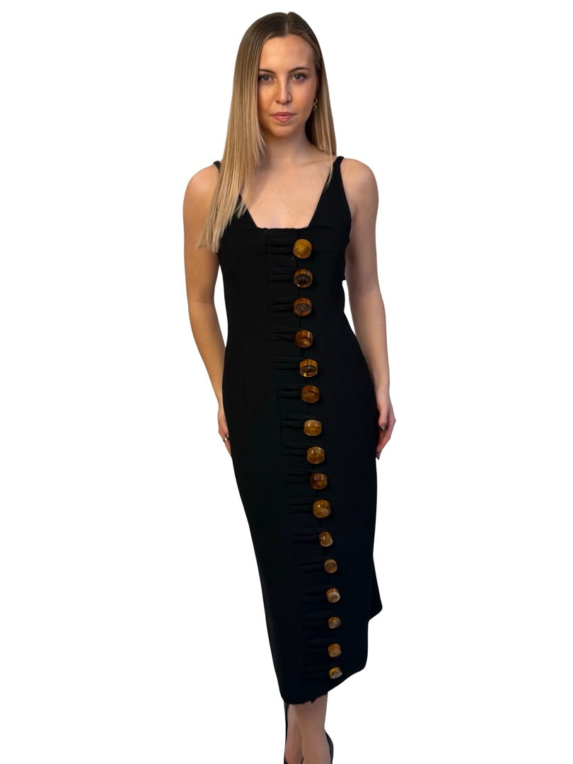 Christopher Esber Black 'Looped Elemental Contour Dress' W Resin Detail . Size: 10
