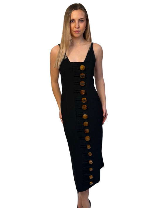 Christopher Esber Black 'Looped Elemental Contour Dress' W Resin Detail . Size: 10