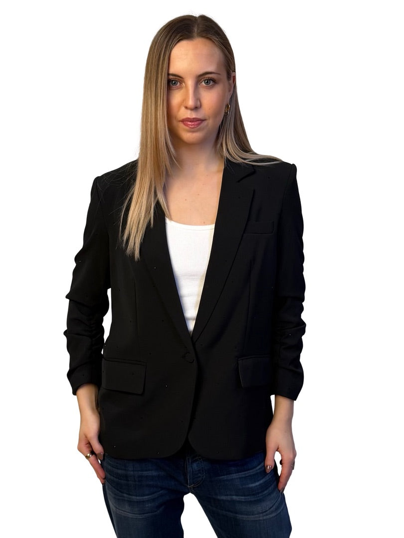 Generation Love Black 'Nadia' Crystal Blazer W Cinched Sleeve. Size: M