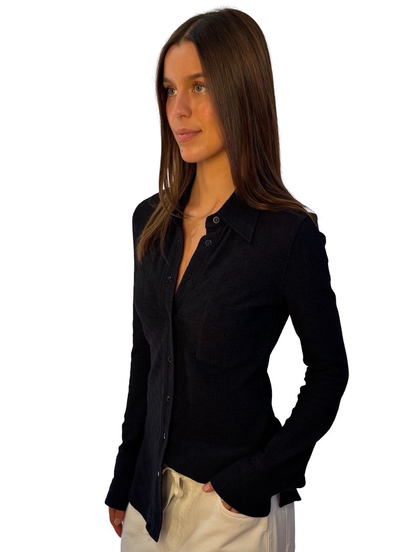 alexanderwang.t Black Textured Knit Shirt. Size: S
