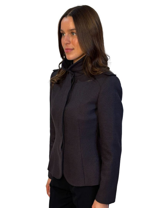 Giorgio Armani Grey Silk/Wool Blend Woven Jacket. Size: 44