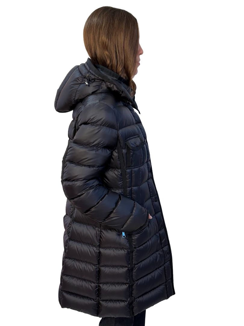 Moncler Black 'Hermine' Long Down Puffer Coat. Size: M/L