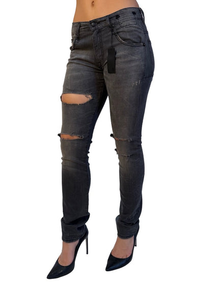 R13 Grey Marble Ripped Skate Jean. Size: 27