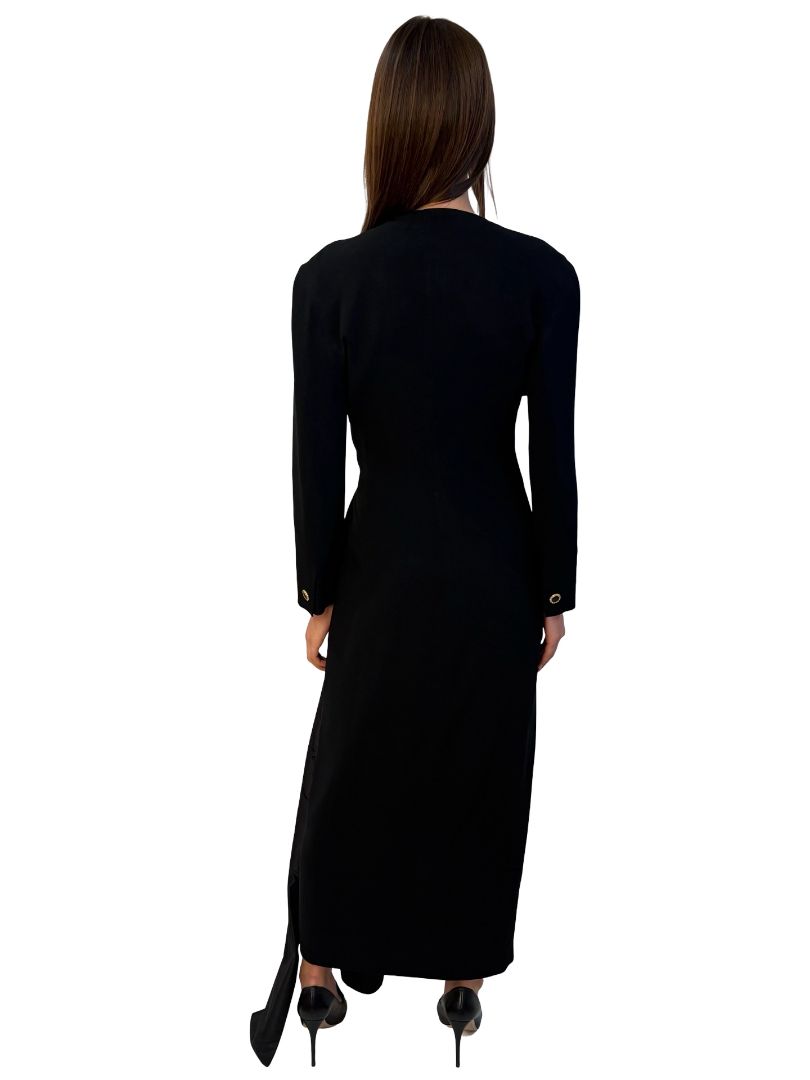 Carla Zampatti Black Vintage Long Sleeve Wrap Dress. Size: 8