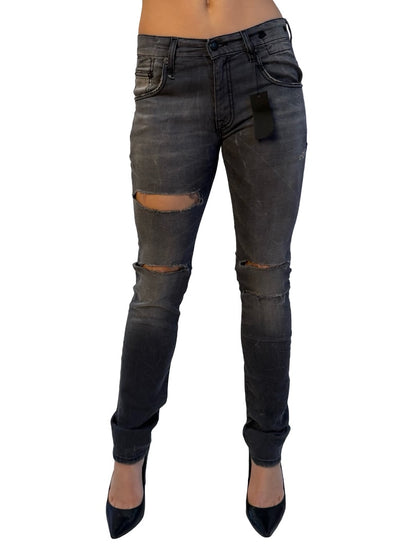 R13 Grey Marble Ripped Skate Jean. Size: 27