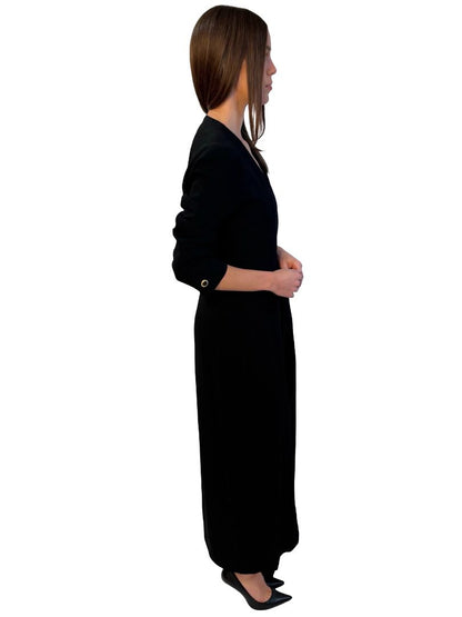 Carla Zampatti Black Vintage Long Sleeve Wrap Dress. Size: 8