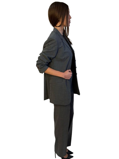 Piazza Sempione Grey Wool Plain Weave Blazer & Pants set. Size: 44