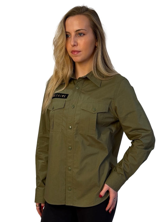 Zadig & Voltaire Khaki Cotton Pocketed Shirt. Size: L