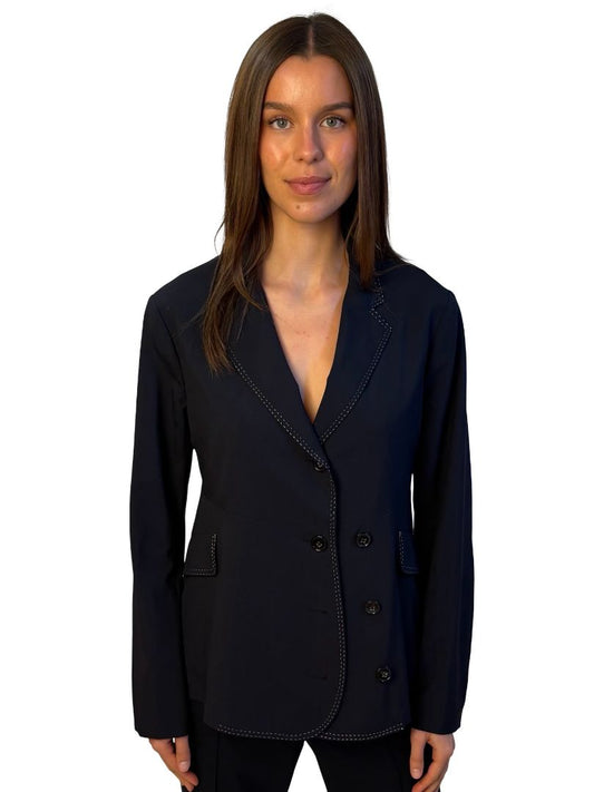 Jil Sander Navy Wool Blazer w/ Contrast Stitch. Size: 40