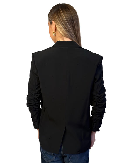 Generation Love Black 'Nadia' Crystal Blazer W Cinched Sleeve. Size: M