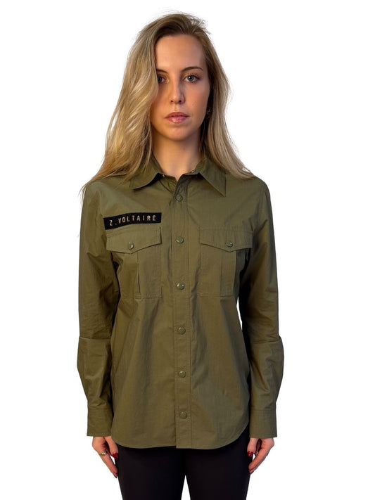 Zadig & Voltaire Khaki Cotton Pocketed Shirt. Size: L