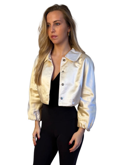Dolce & Gabbana Cream VIntage Silk Crop Jacket. Size: 42