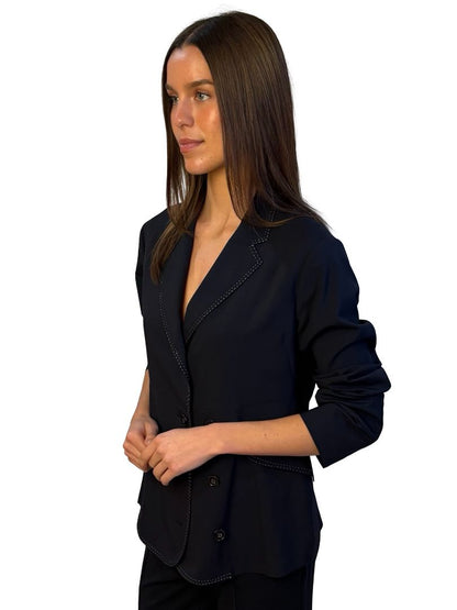 Jil Sander Navy Wool Blazer w/ Contrast Stitch. Size: 40