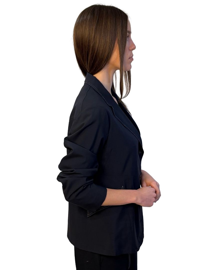 Jil Sander Navy Wool Blazer w/ Contrast Stitch. Size: 40