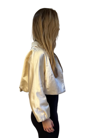 Dolce & Gabbana Cream VIntage Silk Crop Jacket. Size: 42