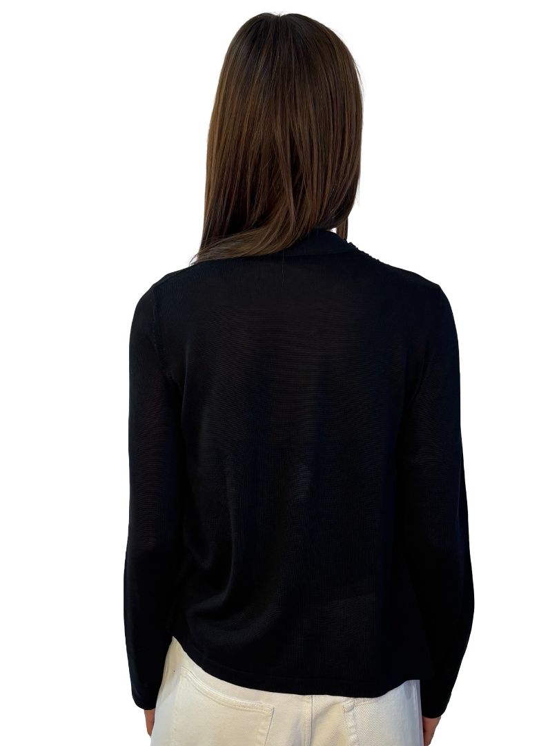 Akris Black Pearl Silk Cardigan W Side Slits. Size: 42 D