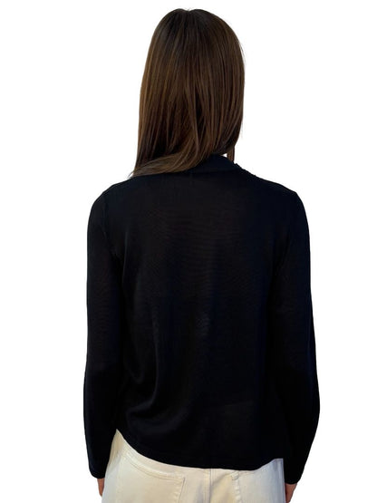 Akris Black Pearl Silk Cardigan W Side Slits. Size: 42 D