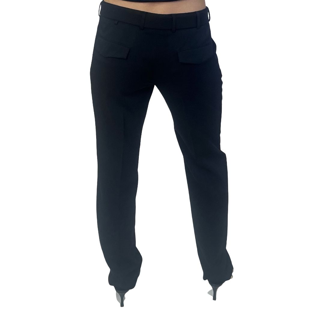 Prada Black Wool Belted Trousers. Size: 42