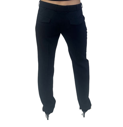 Prada Black Wool Belted Trousers. Size: 42