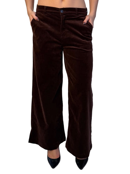 AG Jeans Burgundy 'Stella Low Slung Palazzo' Wide Leg Cord Pants. Size: 27