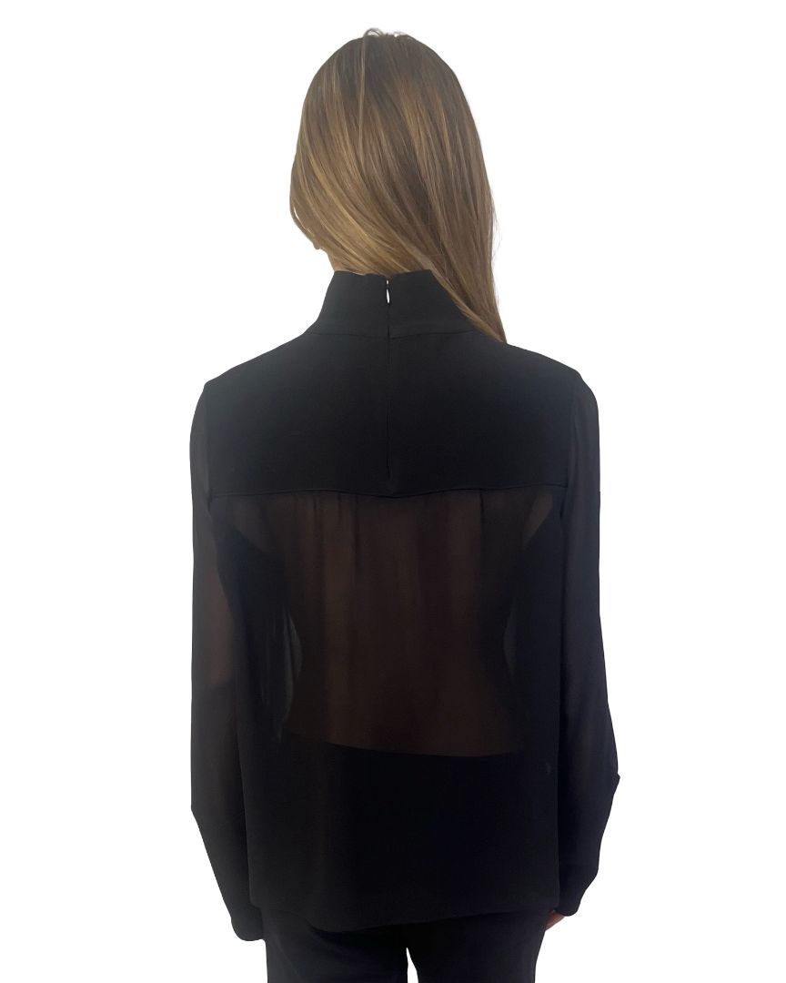 Dion Lee Black Sculpted Chest Sheer Turtle Neck. Size: 12