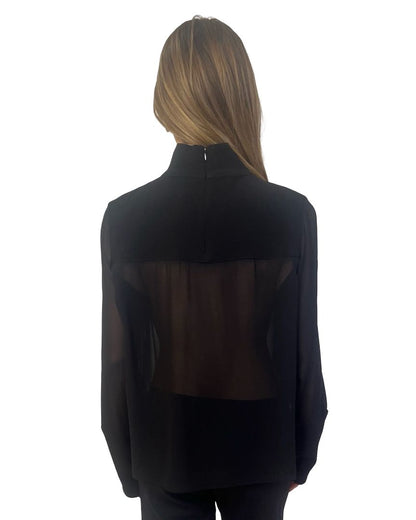 Dion Lee Black Sculpted Chest Sheer Turtle Neck. Size: 12