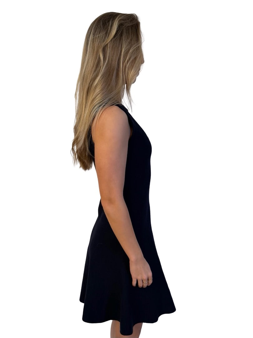 Victoria Beckham Navy Wool Blend Midi Sleeveless Knit Dress. Size: 3