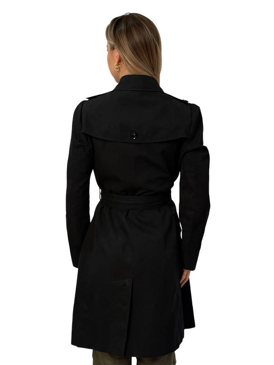 Burberry Black Double Breasted Trench Coat. Size: 14