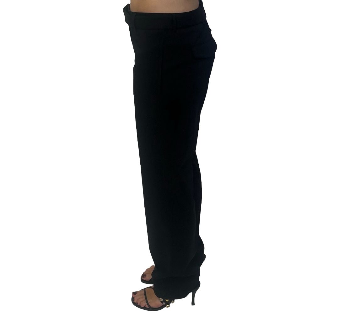 Prada Black Wool Belted Trousers. Size: 42
