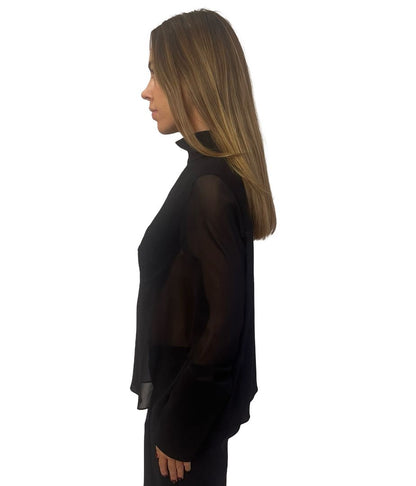 Dion Lee Black Sculpted Chest Sheer Turtle Neck. Size: 12