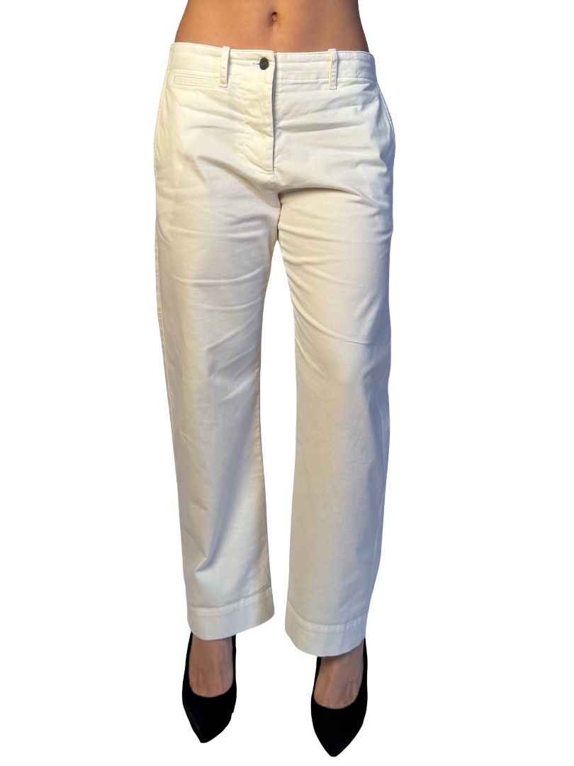 Nili Lotan 'Megan' White Cotton Pants. Size: 4