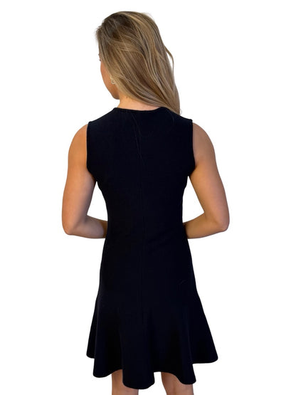 Victoria Beckham Navy Wool Blend Midi Sleeveless Knit Dress. Size: 3