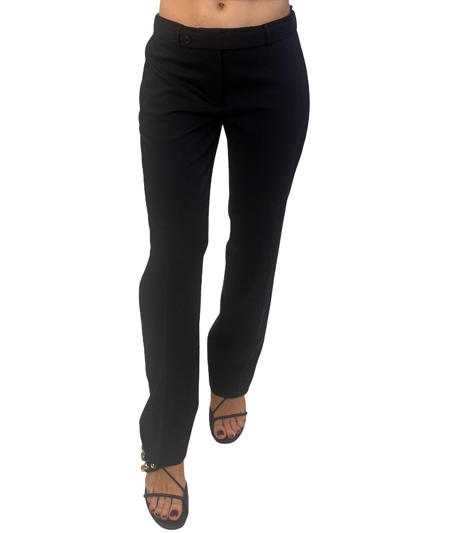 Prada Black Wool Belted Trousers. Size: 42