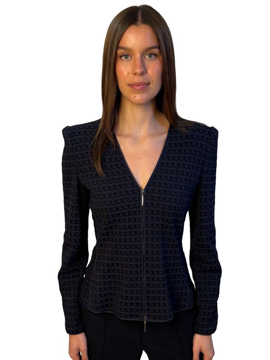 Giorgio Armani Navy Textured Zip Up. Size: 46