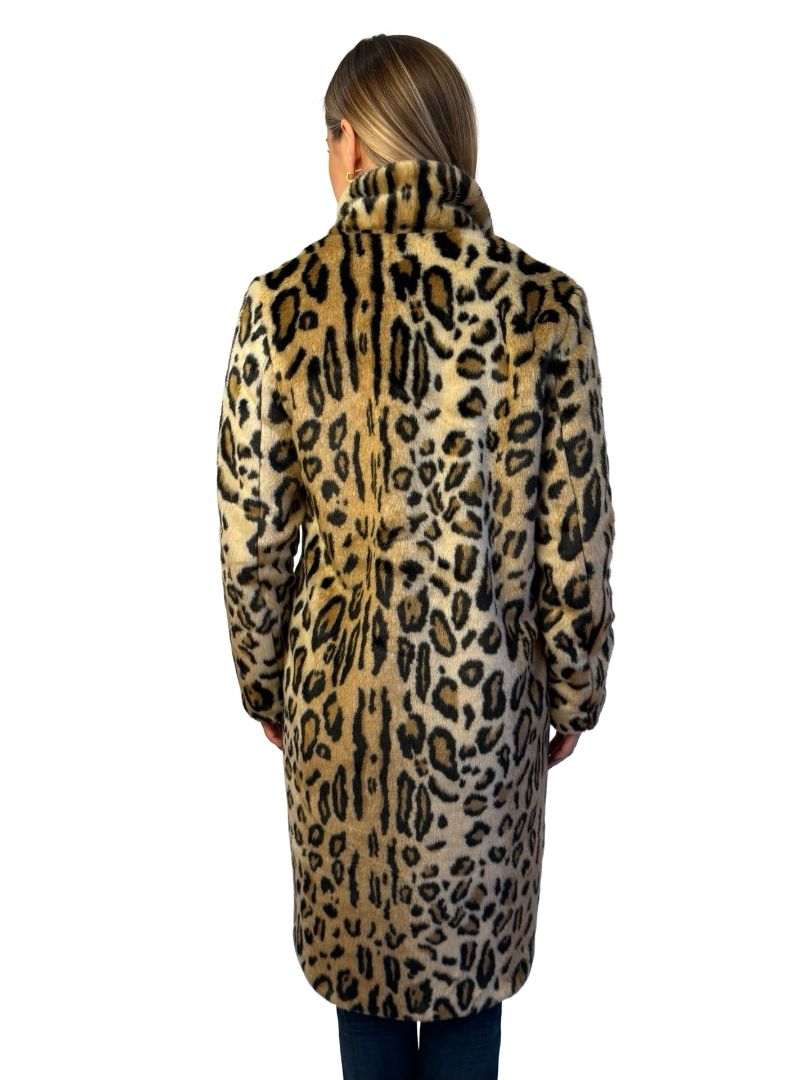 APPARIS Brown 'Charlie' Faux Fur Leopard Coat. Size: S