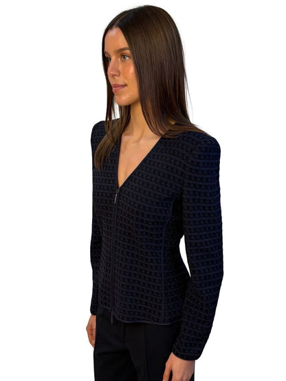 Giorgio Armani Navy Textured Zip Up. Size: 46