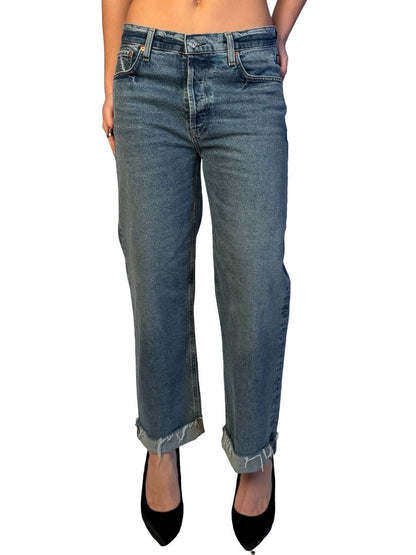 Citizens of Humanity Blue Mid-rise Cropped Straight Leg 'Florence' Jeans. Size: 28