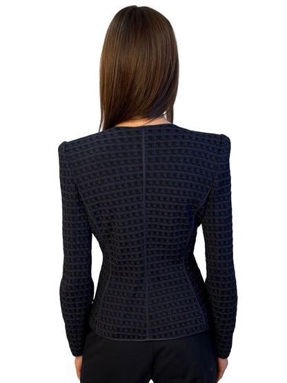 Giorgio Armani Navy Textured Zip Up. Size: 46
