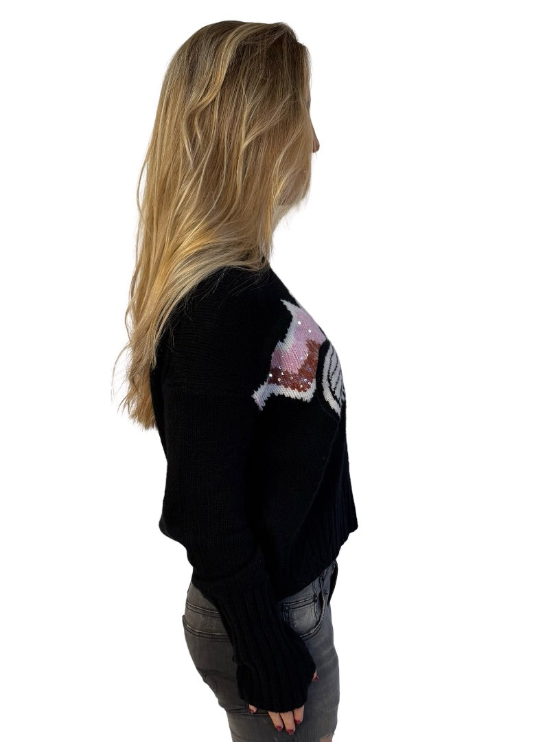 Zadig & Voltaire Black 'Bleez Wings' Sequin Sweater. Size: S